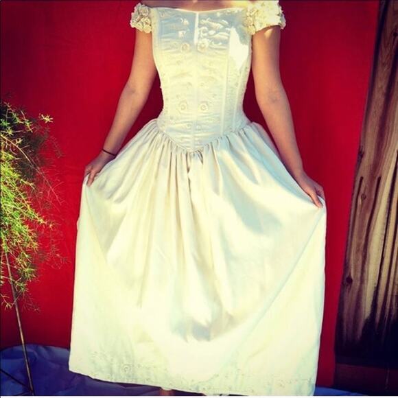 90s corset floral wedding dress - Picture 1 of 13